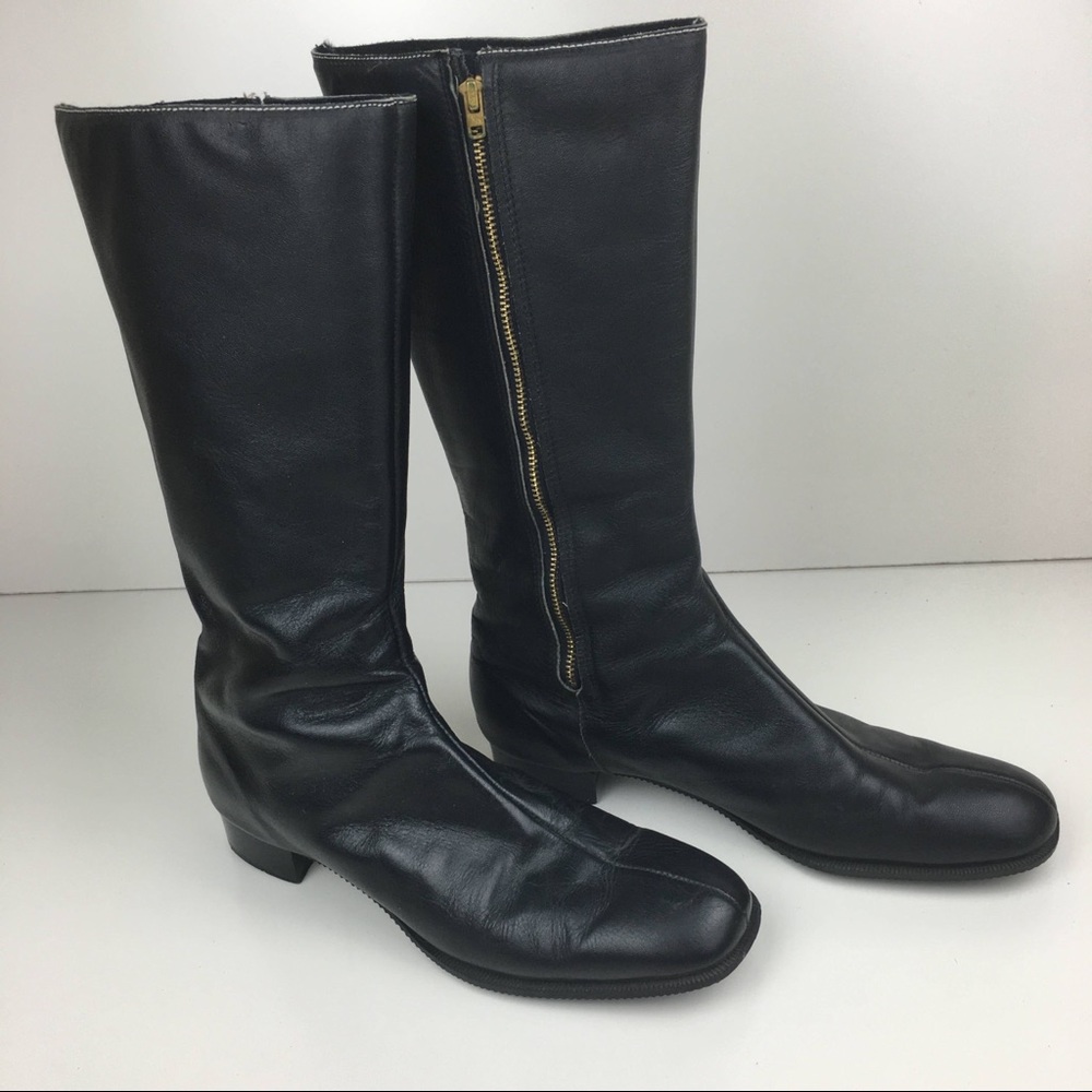 Vintage 1960’s Black Leather Fleece Lined Boots